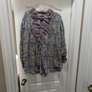Magnolia Pearl Blue Floral Tora Top